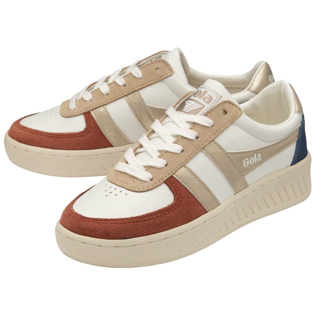Gola Classics Grandslam Quadrant Sneakers Blancas Naranjas Doradas Colombia | 875ATHJNF