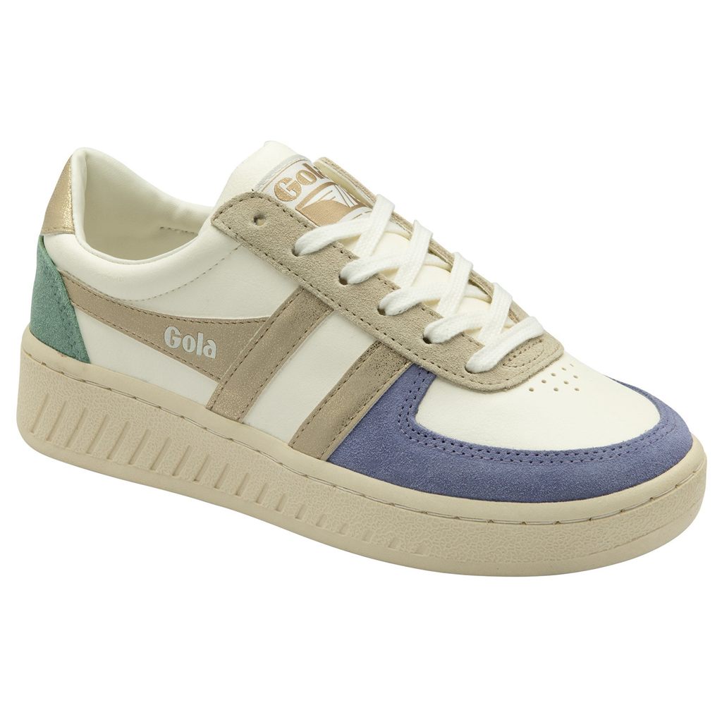 Gola Classics Grandslam Quadrant Sneakers Blancas Lavanda Doradas Verde Colombia | 046GYJNBO