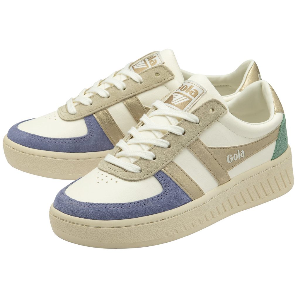 Gola Classics Grandslam Quadrant Sneakers Blancas Lavanda Doradas Verde Colombia | 046GYJNBO