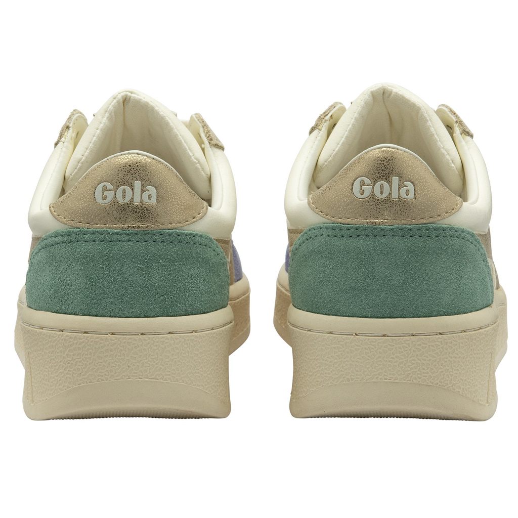 Gola Classics Grandslam Quadrant Sneakers Blancas Lavanda Doradas Verde Colombia | 046GYJNBO