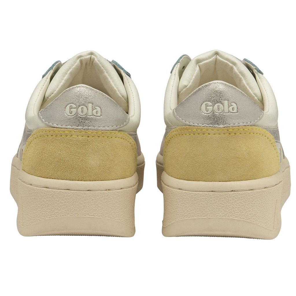 Gola Classics Grandslam Quadrant Sneakers Blancas Plateadas Limón Colombia | 850HKVQUT