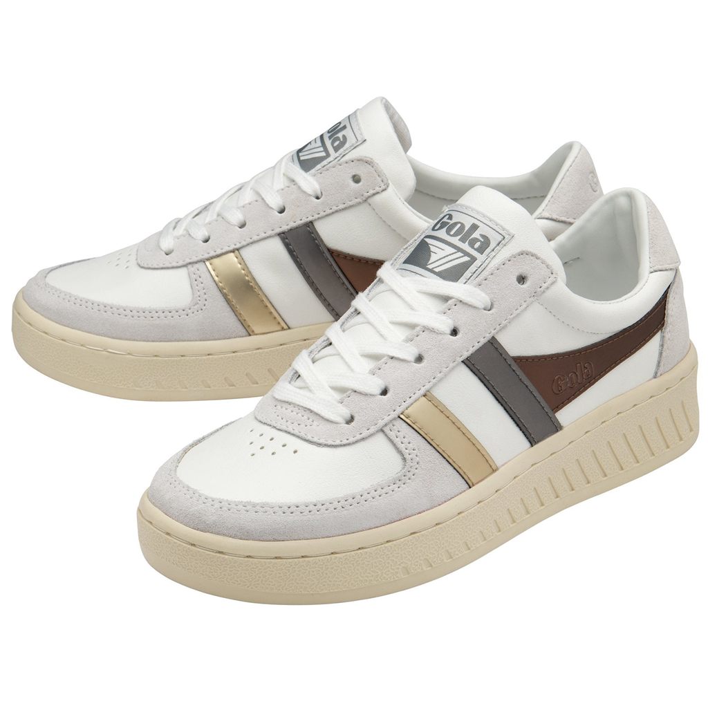 Gola Classics Grandslam Trident Metallic Sneakers Blancas Doradas Colombia | 083BXJLZE