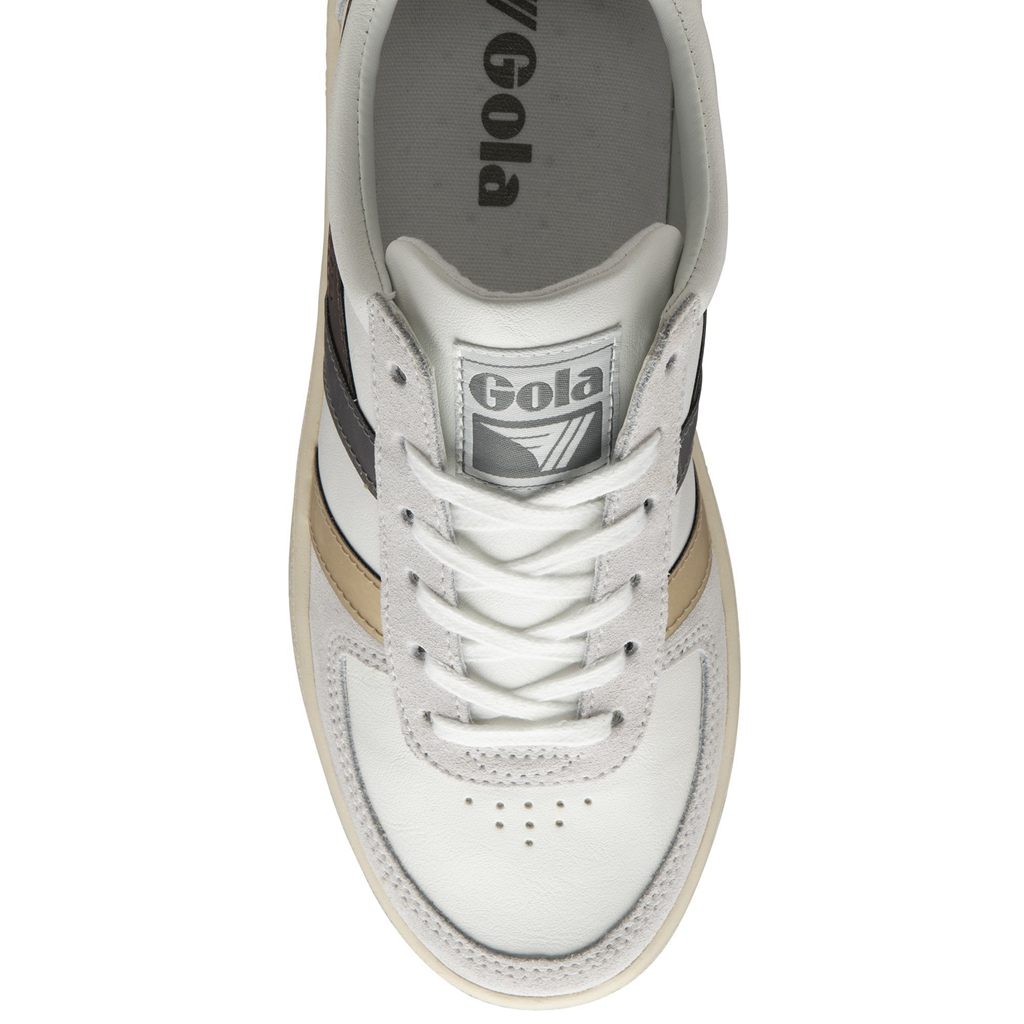 Gola Classics Grandslam Trident Metallic Sneakers Blancas Doradas Colombia | 083BXJLZE