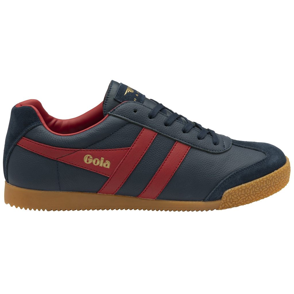 Gola Classics Harrier Leather Sneakers Azul Marino Rojas Oscuro Rojas Oscuro Colombia | 980FPZUHE