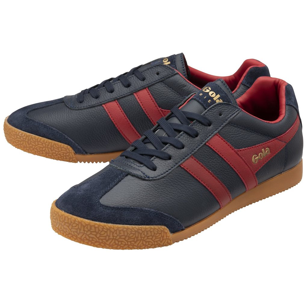 Gola Classics Harrier Leather Sneakers Azul Marino Rojas Oscuro Rojas Oscuro Colombia | 980FPZUHE