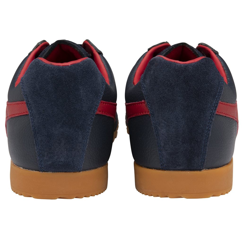 Gola Classics Harrier Leather Sneakers Azul Marino Rojas Oscuro Rojas Oscuro Colombia | 980FPZUHE