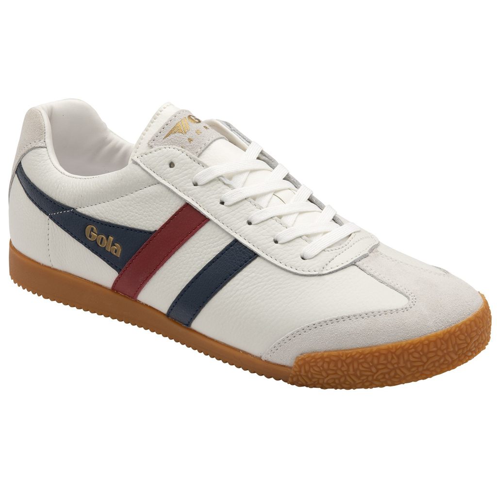 Gola Classics Harrier Leather Sneakers Blancas Azul Marino Rojas Colombia | 069STFQAZ