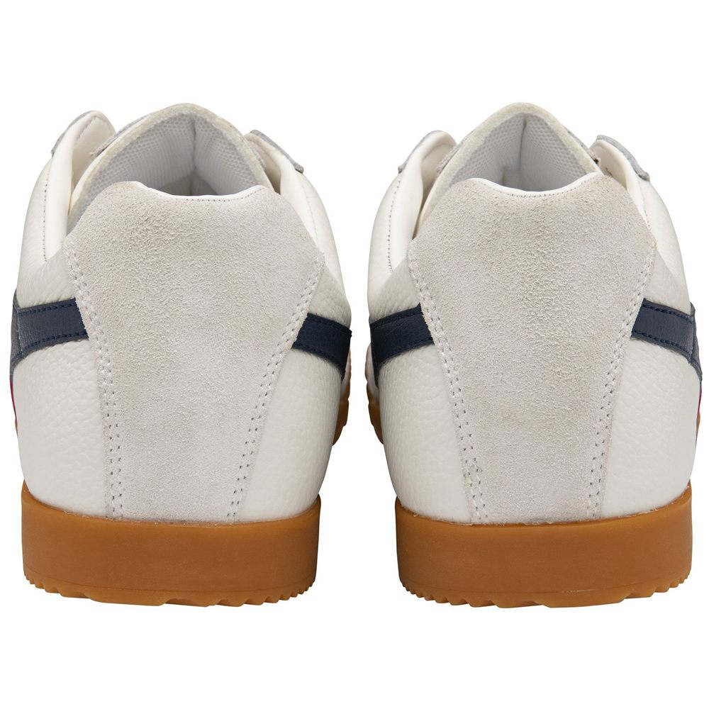 Gola Classics Harrier Leather Sneakers Blancas Azul Marino Rojas Colombia | 069STFQAZ