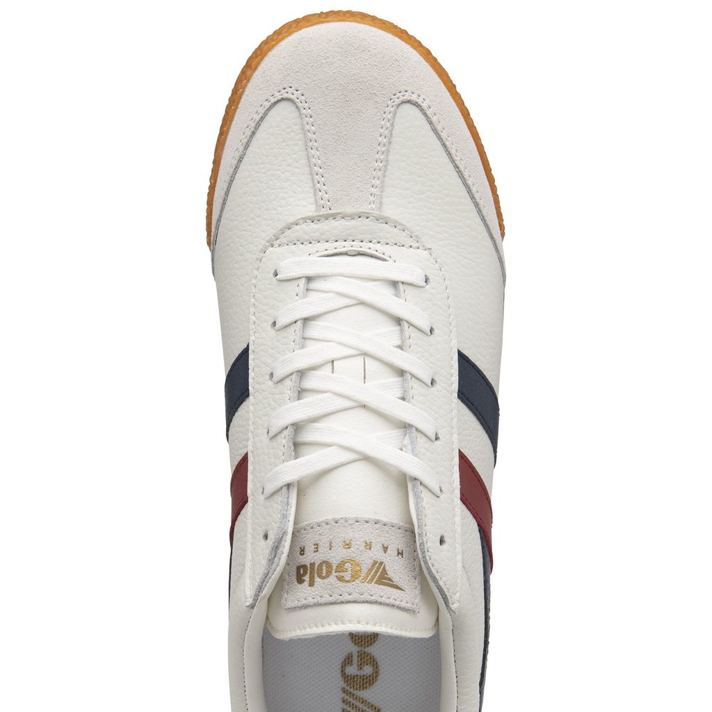 Gola Classics Harrier Leather Sneakers Blancas Azul Marino Rojas Colombia | 069STFQAZ