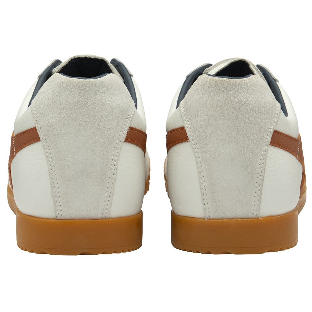 Gola Classics Harrier Leather Sneakers Blancas Naranjas Azul Marino Colombia | 413YHMWFP