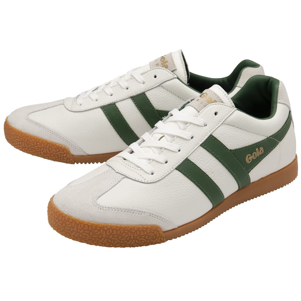 Gola Classics Harrier Leather Sneakers Blancas Verde Verde Colombia | 834DHLTJE
