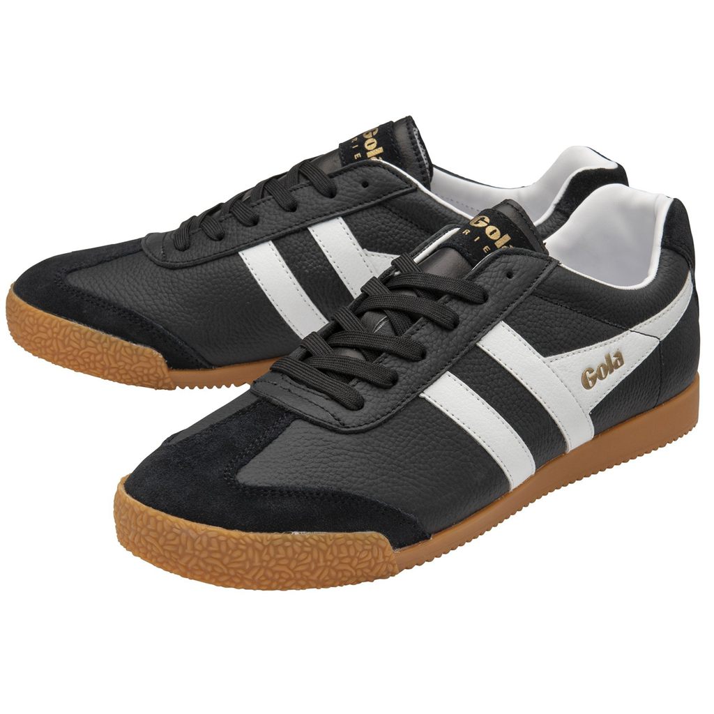 Gola Classics Harrier Leather Sneakers Negras Blancas Blancas Colombia | 380ZXUKEH