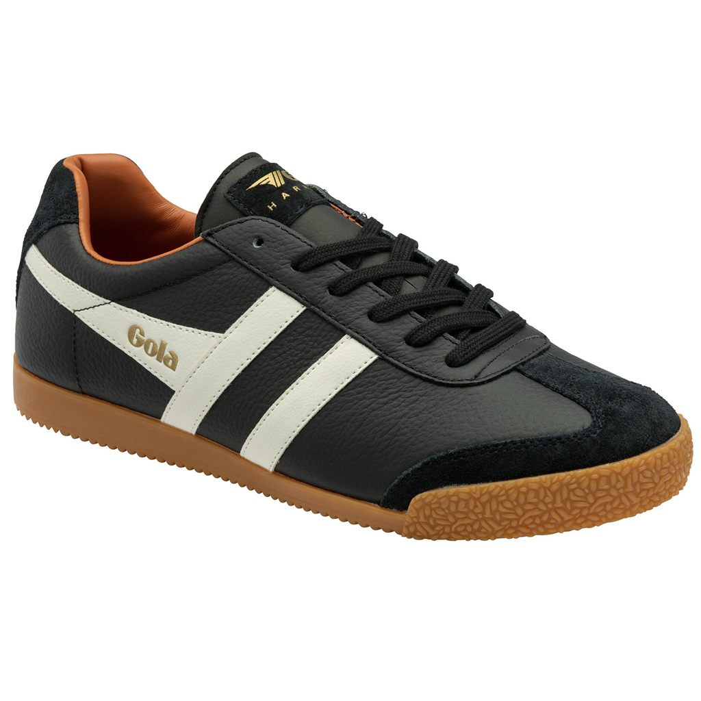 Gola Classics Harrier Leather Sneakers Negras Blancas Naranjas Colombia | 972KONSZP