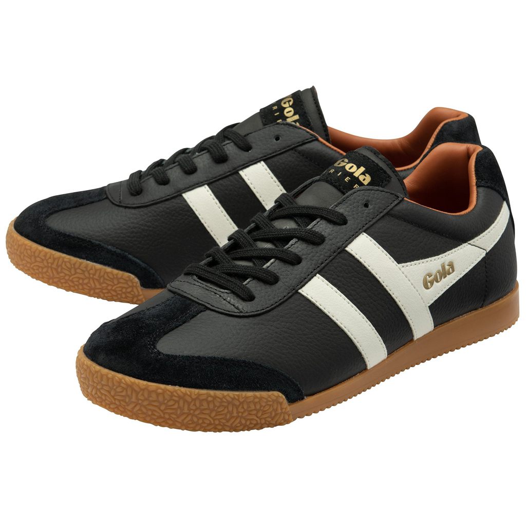 Gola Classics Harrier Leather Sneakers Negras Blancas Naranjas Colombia | 972KONSZP