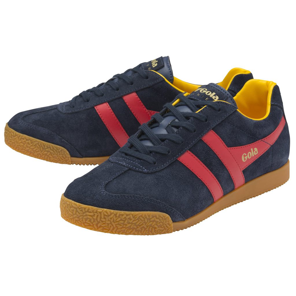 Gola Classics Harrier Suede Sneakers Azul Marino Rojas Colombia | 607FIBKGP
