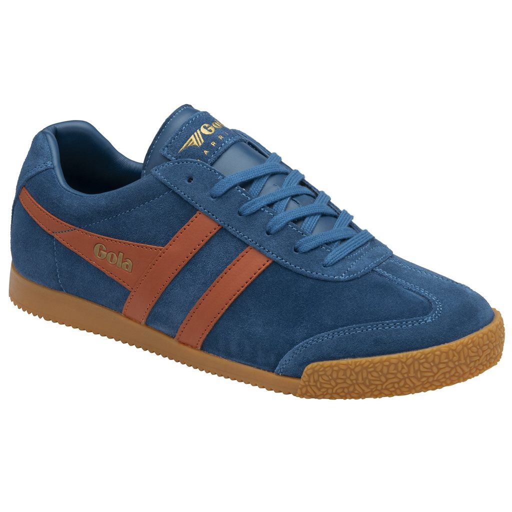 Gola Classics Harrier Suede Sneakers Azules Naranjas Colombia | 472PTAFZK
