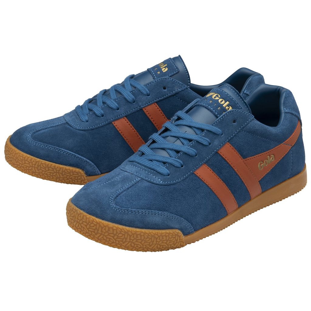 Gola Classics Harrier Suede Sneakers Azules Naranjas Colombia | 472PTAFZK