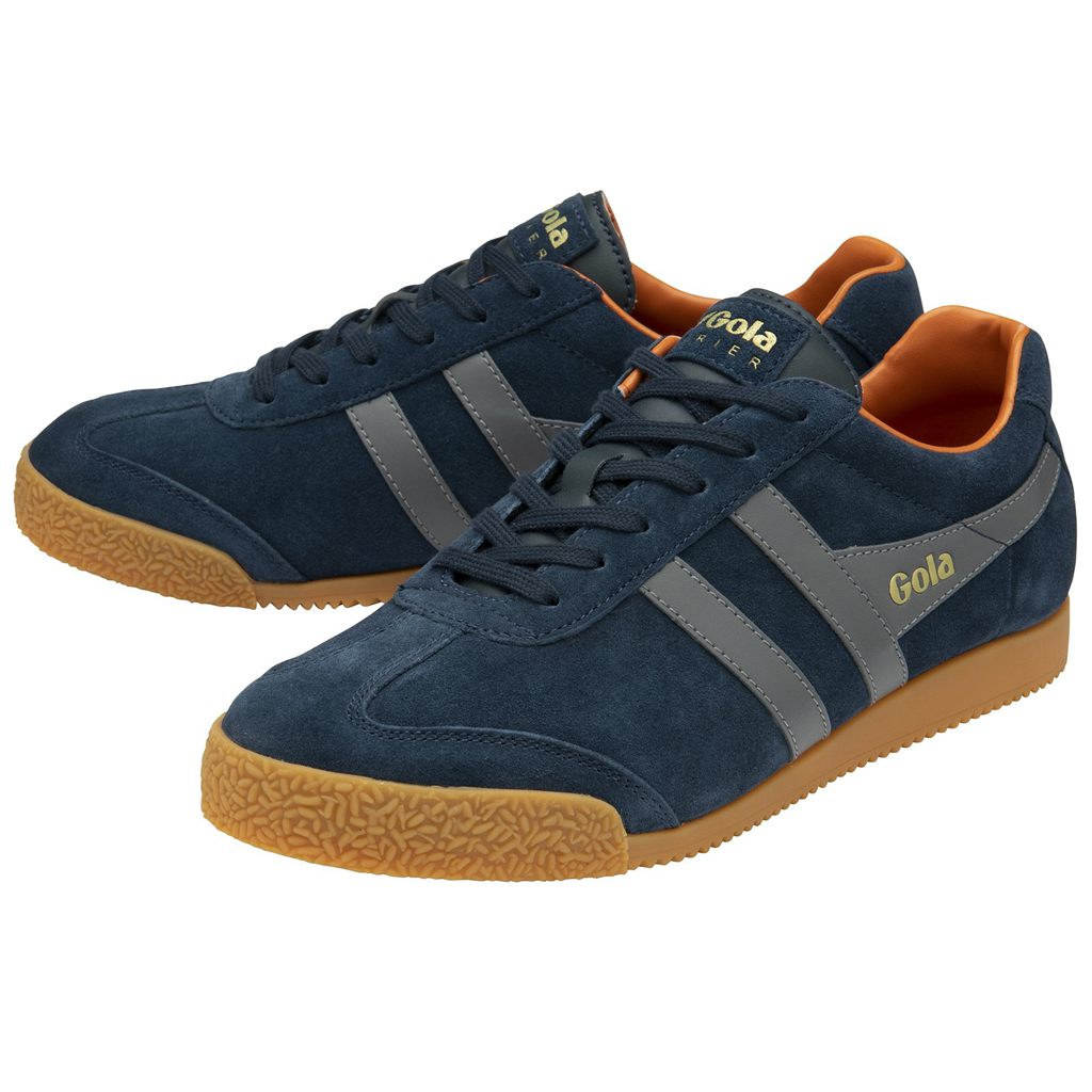 Gola Classics Harrier Suede Sneakers Azul Marino Naranjas Colombia | 728OTJBQU