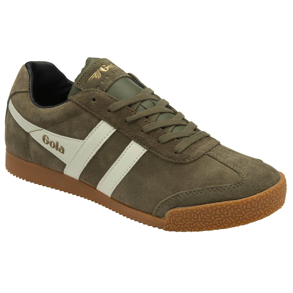 Gola Classics Harrier Suede Sneakers Kaki Blancas Negras Colombia | 974ABLTZG