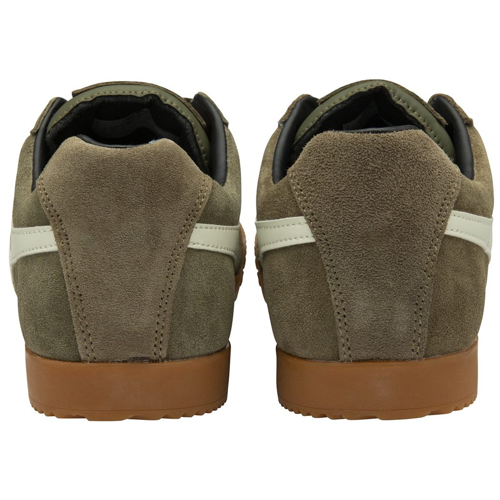 Gola Classics Harrier Suede Sneakers Kaki Blancas Negras Colombia | 974ABLTZG