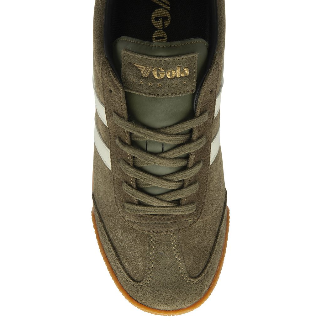 Gola Classics Harrier Suede Sneakers Kaki Blancas Negras Colombia | 974ABLTZG