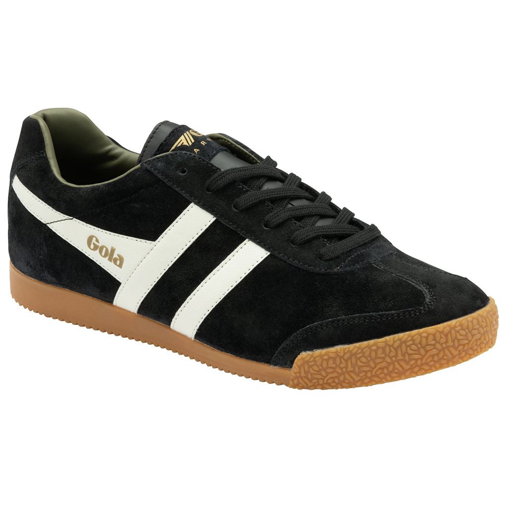 Gola Classics Harrier Suede Sneakers Negras Blancas Kaki Colombia | 086PXHGBV