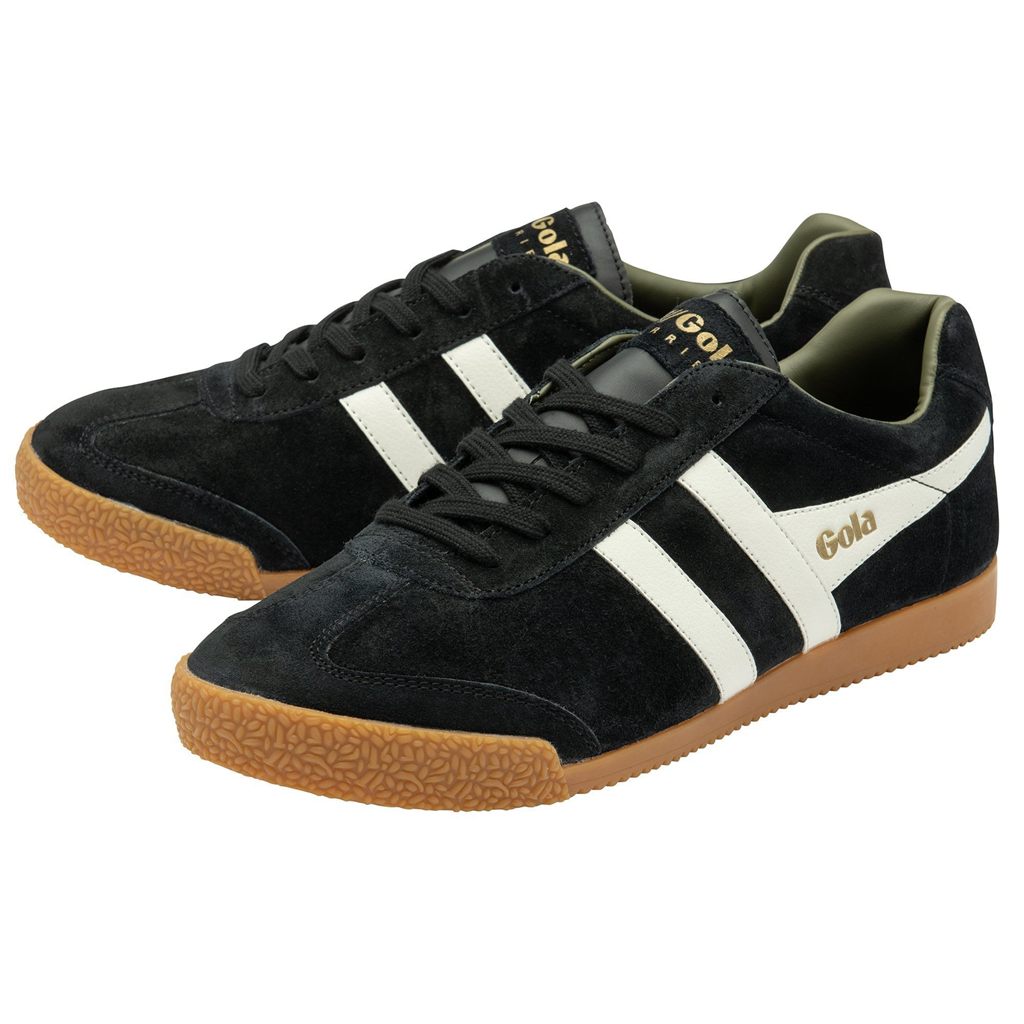 Gola Classics Harrier Suede Sneakers Negras Blancas Kaki Colombia | 086PXHGBV