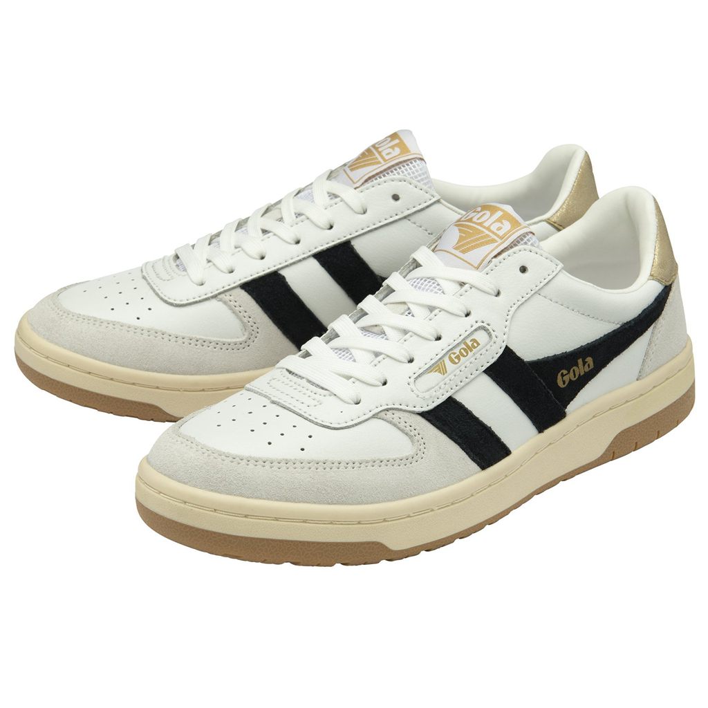 Gola Classics Hawk Sneakers Blancas Negras Doradas Colombia | 793DBQEJY
