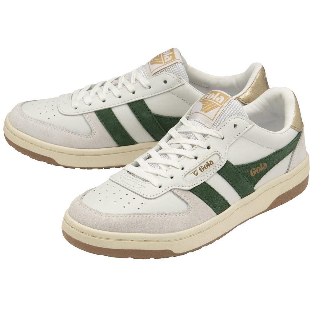 Gola Classics Hawk Sneakers Blancas Verde Oscuro Doradas Colombia | 172TEWZBS