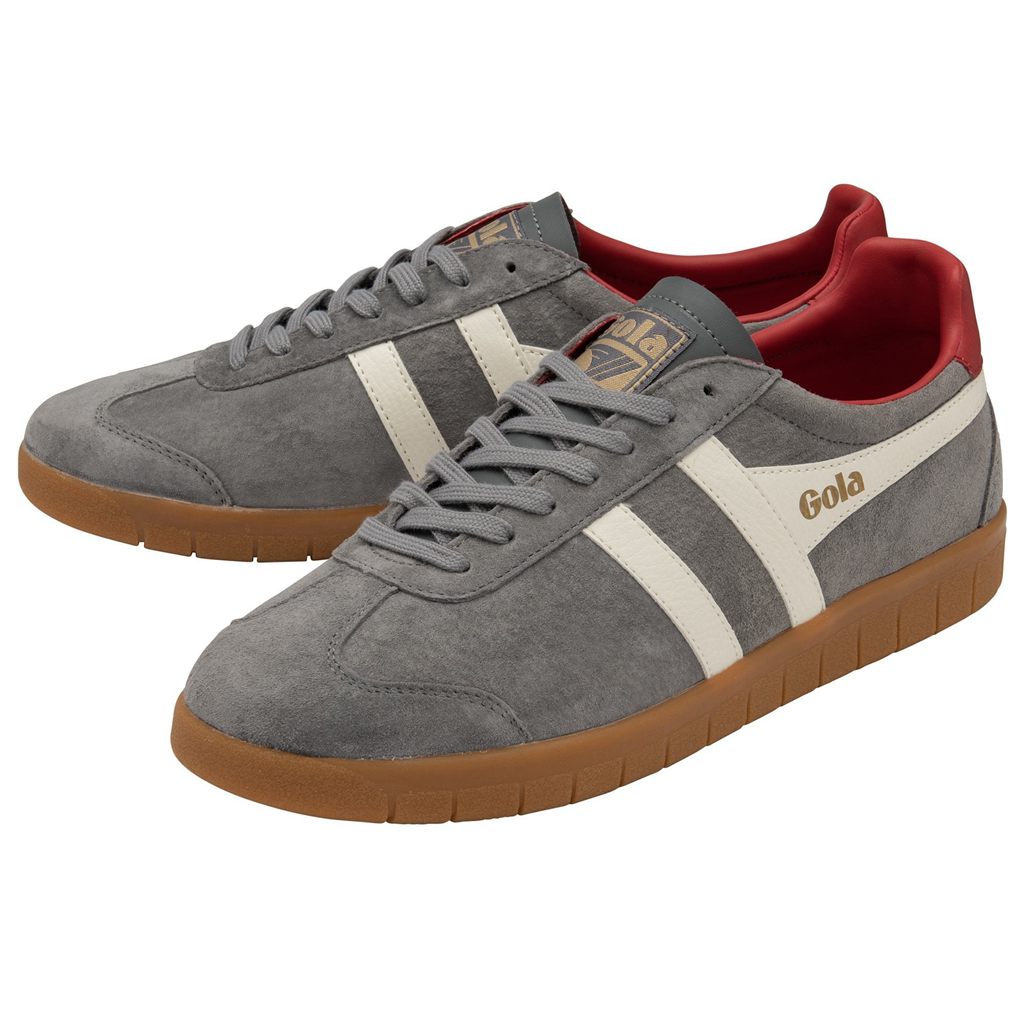 Gola Classics Hurricane Suede Sneakers Blancas Rojas Oscuro Colombia | 186BGOCSA