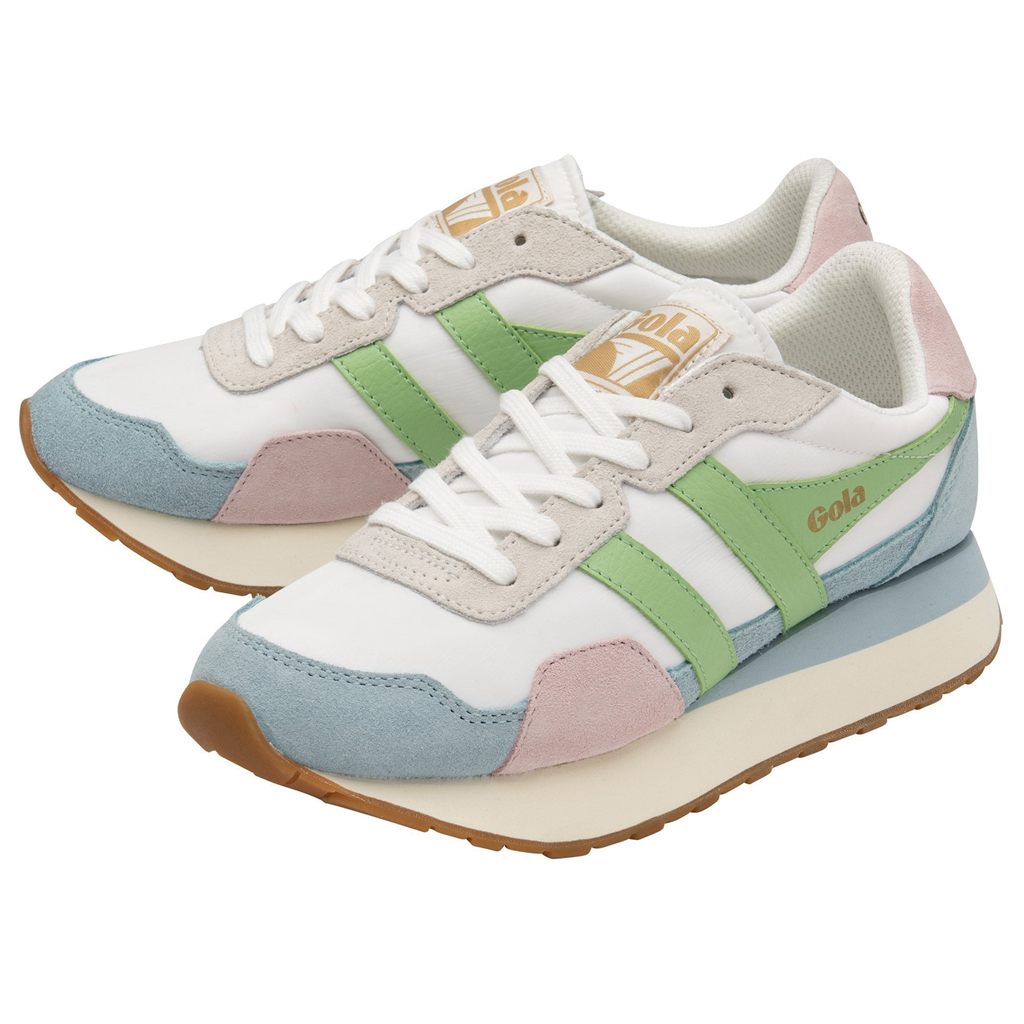 Gola Classics Indiana Sneakers Blancas Azules Verde Colombia | 620YKRHVZ