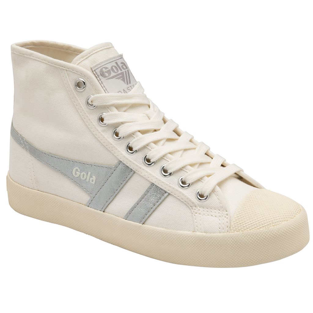 Gola Vegan Classics Coaster Flame High Sneakers Blancas Plateadas Colombia | 983RZHIVG