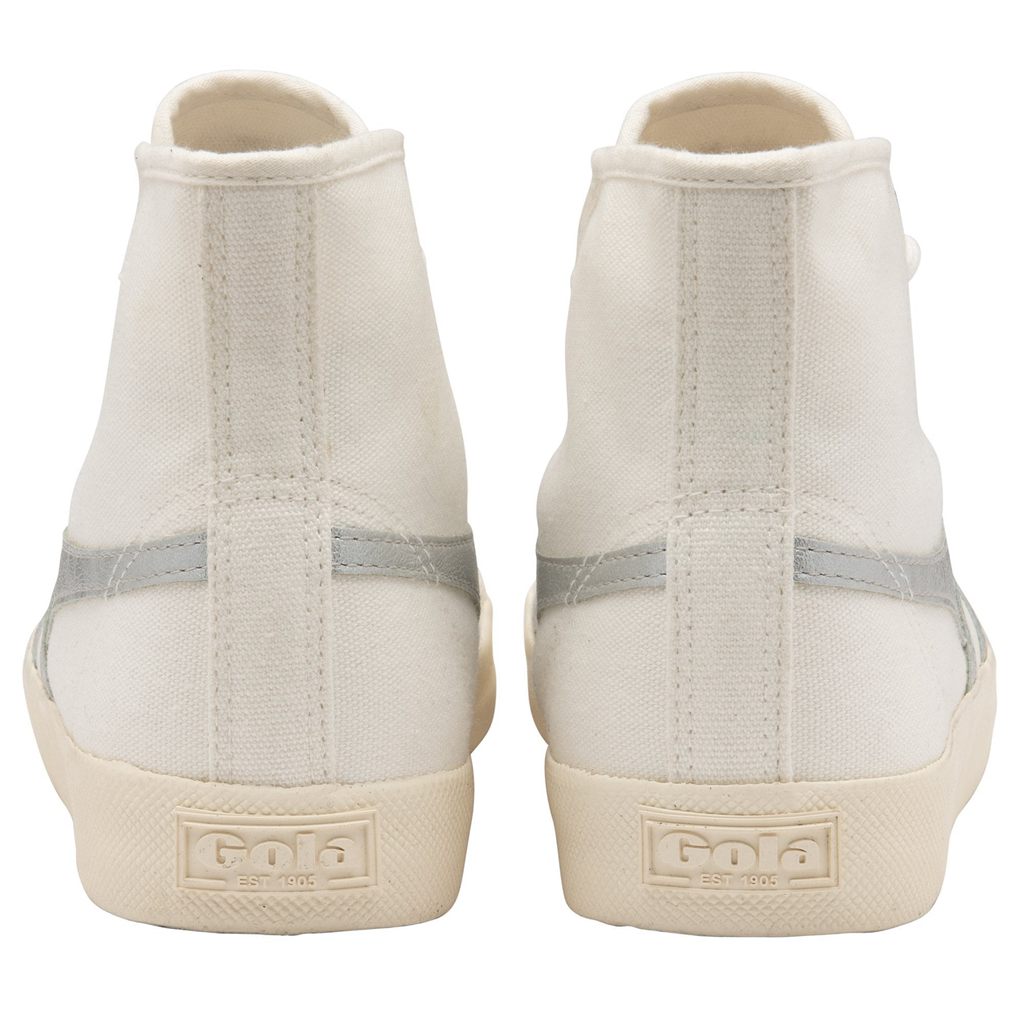 Gola Vegan Classics Coaster Flame High Sneakers Blancas Plateadas Colombia | 983RZHIVG