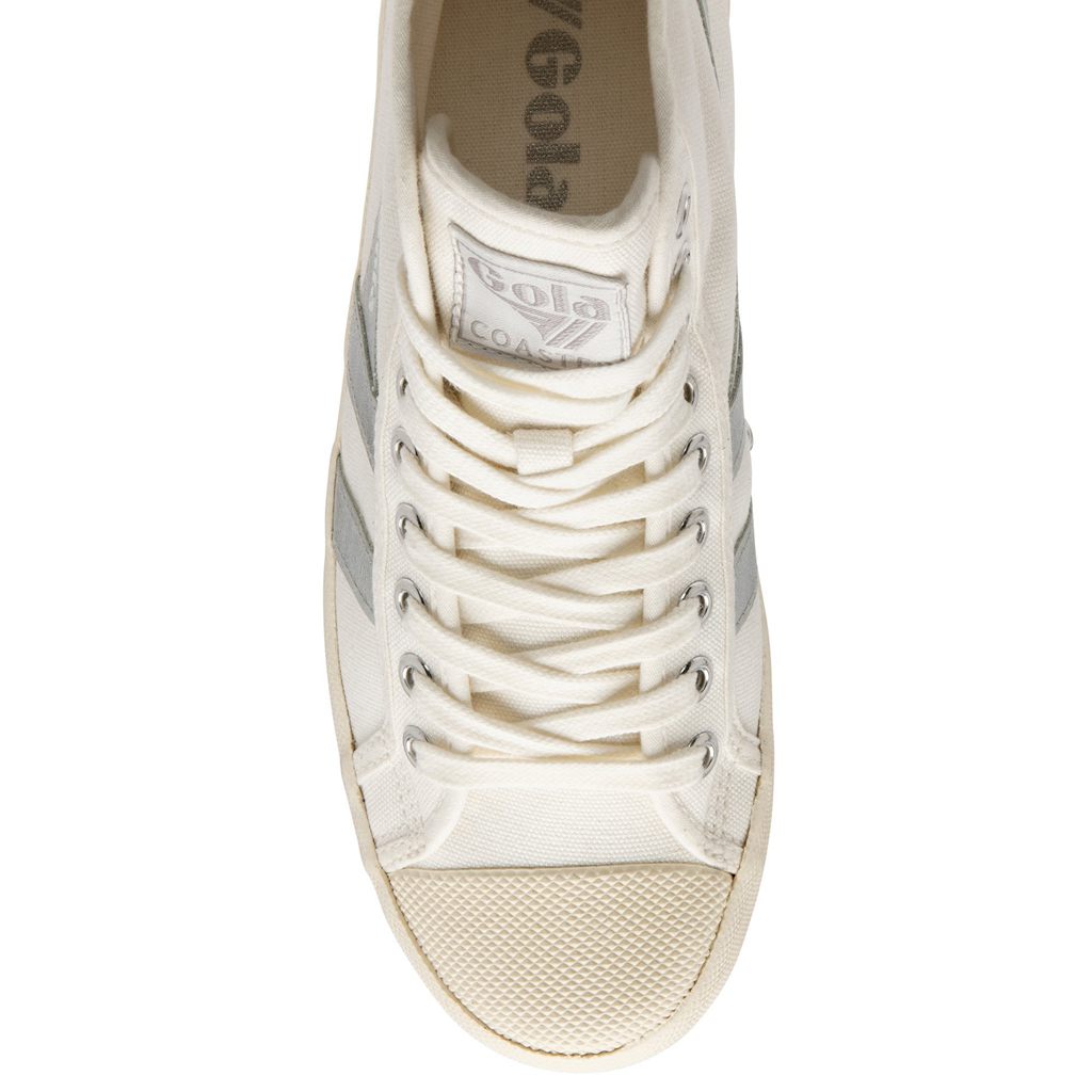 Gola Vegan Classics Coaster Flame High Sneakers Blancas Plateadas Colombia | 983RZHIVG