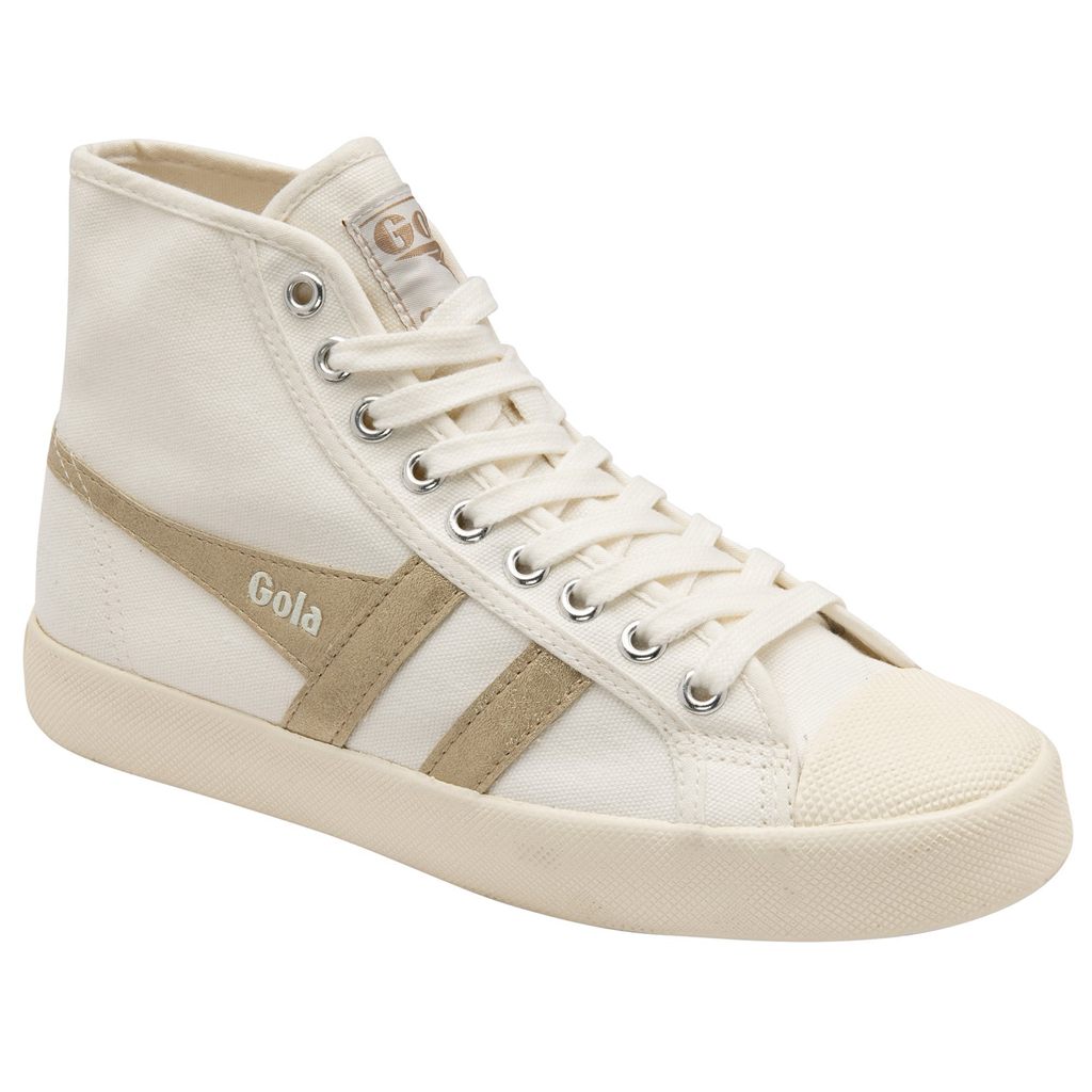 Gola Vegan Classics Coaster Flame High Sneakers Blancas Doradas Colombia | 950EAWLST