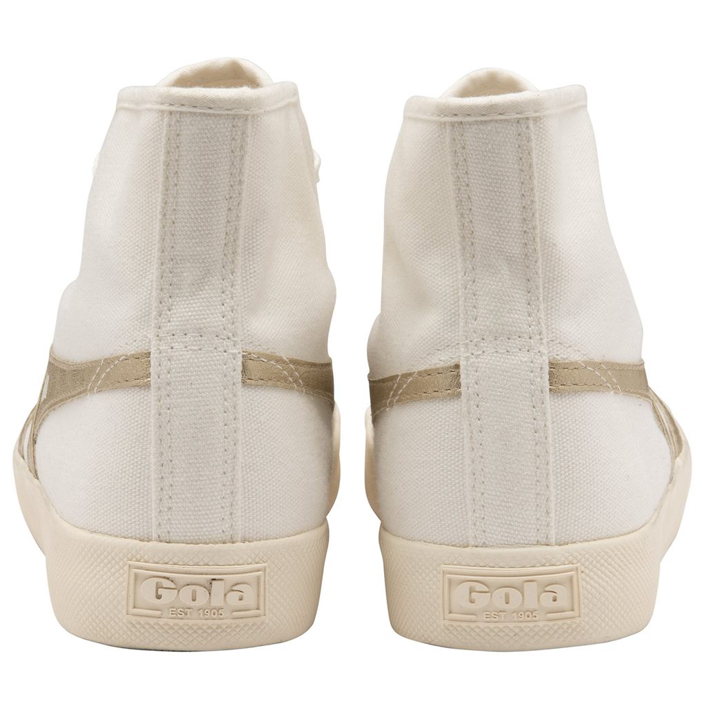 Gola Vegan Classics Coaster Flame High Sneakers Blancas Doradas Colombia | 950EAWLST