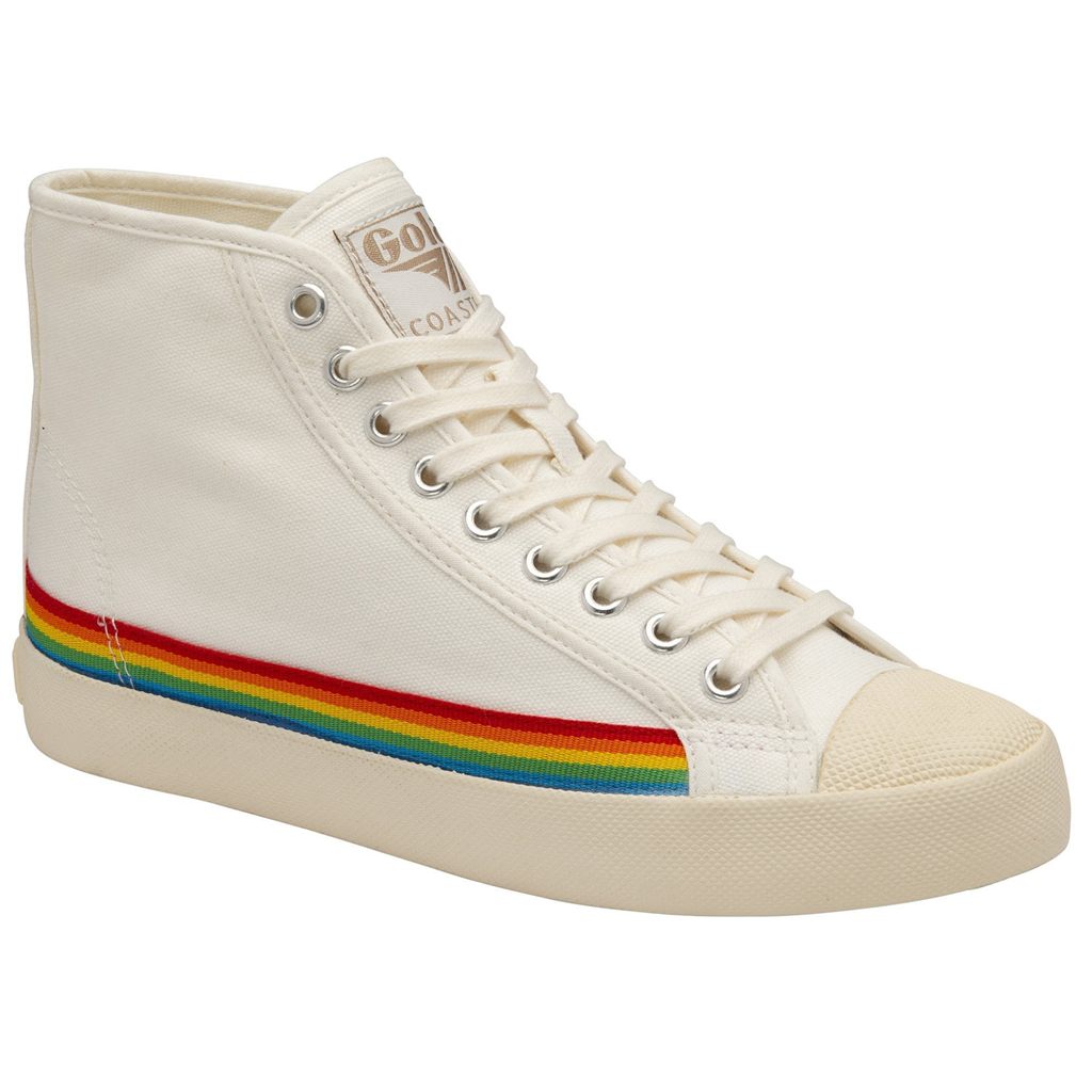 Gola Vegan Classics Coaster High Rainbow Drop Shoes Blancas Colombia | 362ASPVWM