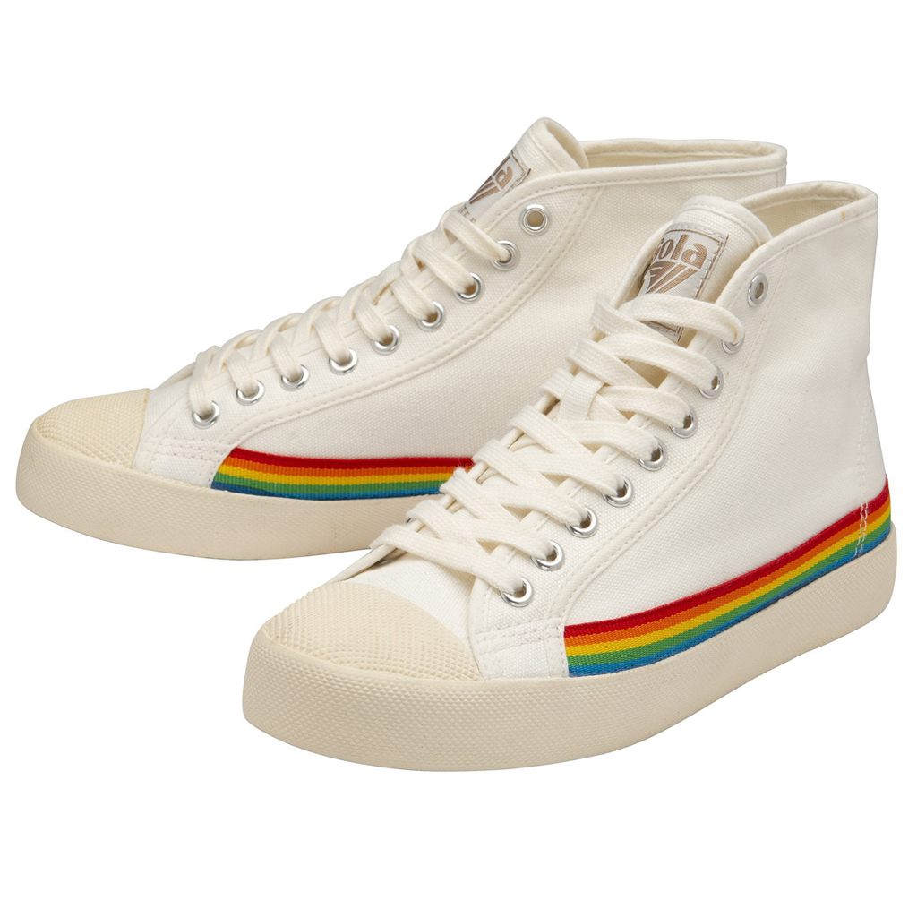 Gola Vegan Classics Coaster High Rainbow Drop Shoes Blancas Colombia | 362ASPVWM