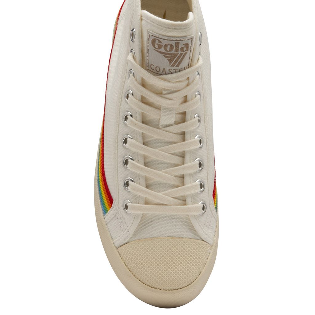 Gola Vegan Classics Coaster High Rainbow Drop Shoes Blancas Colombia | 362ASPVWM