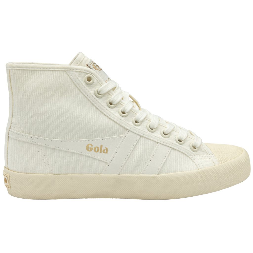 Gola Vegan Classics Coaster High Sneakers Blancas Doradas Colombia | 067WGAVIP