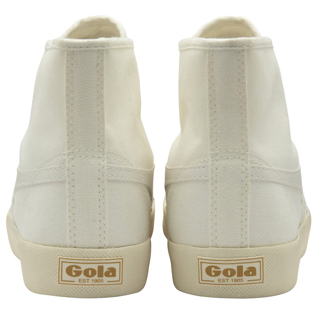 Gola Vegan Classics Coaster High Sneakers Blancas Doradas Colombia | 067WGAVIP