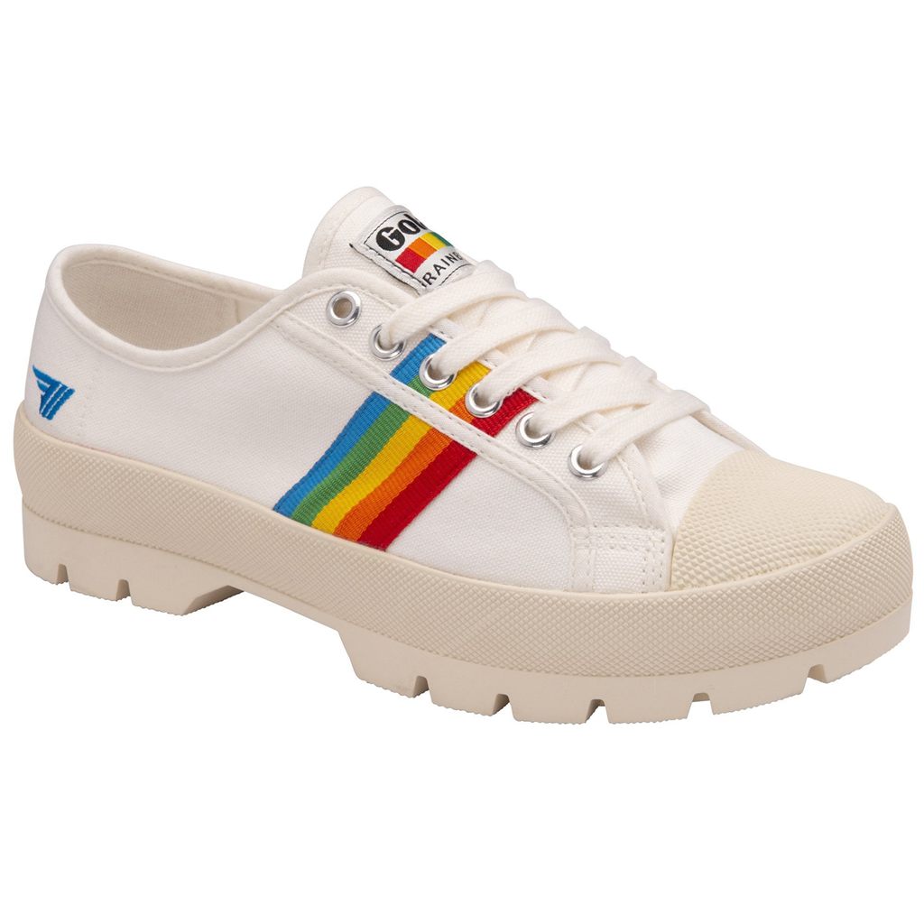 Gola Vegan Classics Coaster Peak Rainbow Shoes Blancas Colombia | 657IMSZGK