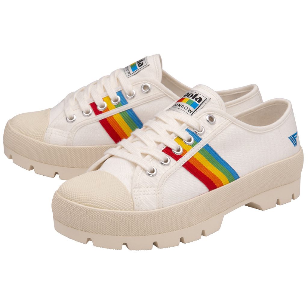 Gola Vegan Classics Coaster Peak Rainbow Shoes Blancas Colombia | 657IMSZGK