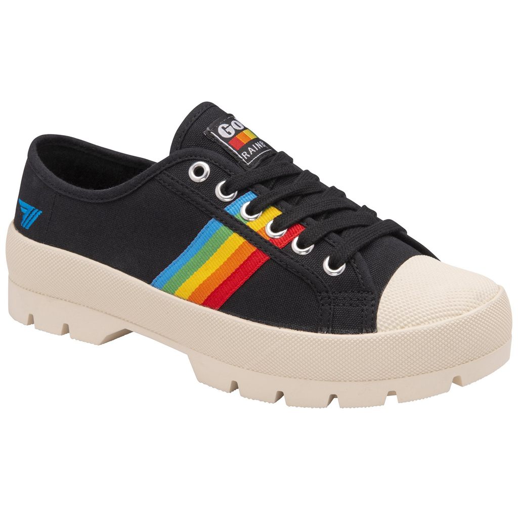 Gola Vegan Classics Coaster Peak Rainbow Shoes Negras Colombia | 389IKGNZF