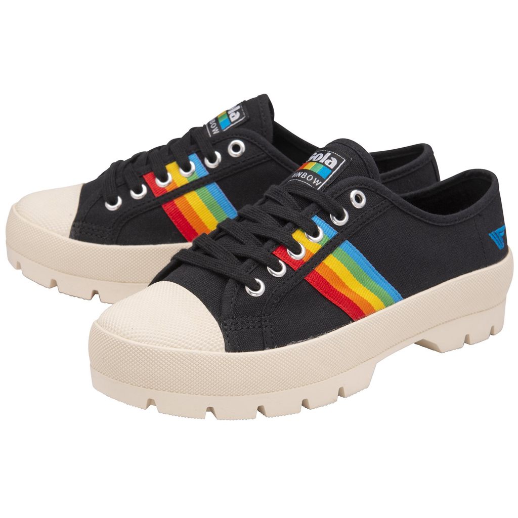 Gola Vegan Classics Coaster Peak Rainbow Shoes Negras Colombia | 389IKGNZF