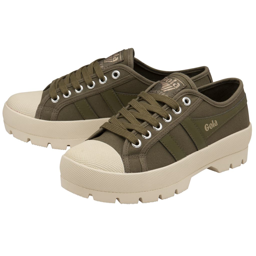 Gola Vegan Classics Coaster Peak Sneakers Kaki Kaki Blancas Colombia | 806FPBZQD