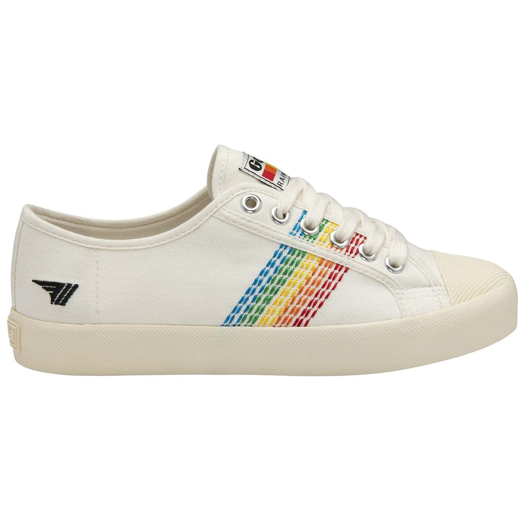 Gola Vegan Classics Coaster Rainbow Stitch Shoes Blancas Colombia | 120DZTLUH