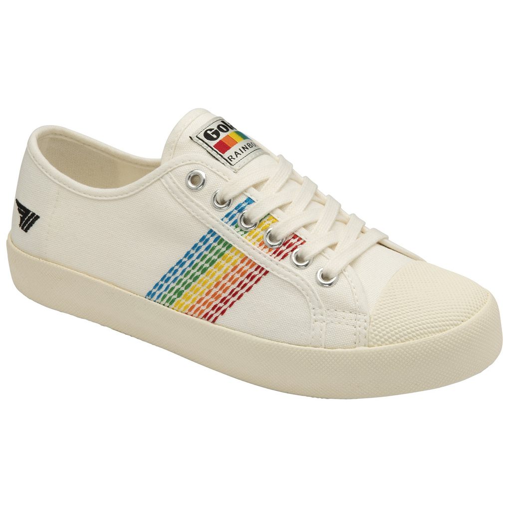 Gola Vegan Classics Coaster Rainbow Stitch Shoes Blancas Colombia | 120DZTLUH