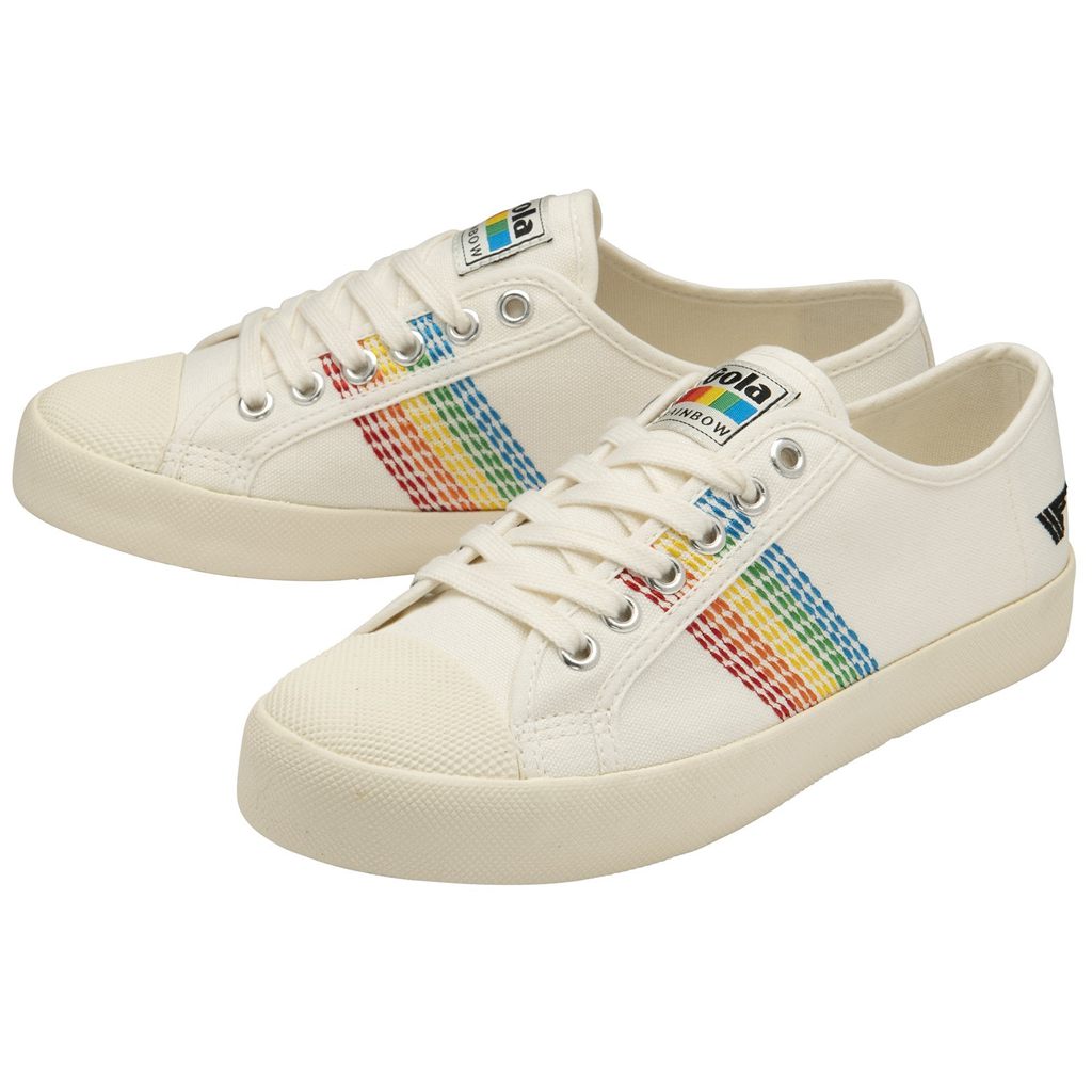 Gola Vegan Classics Coaster Rainbow Stitch Shoes Blancas Colombia | 120DZTLUH