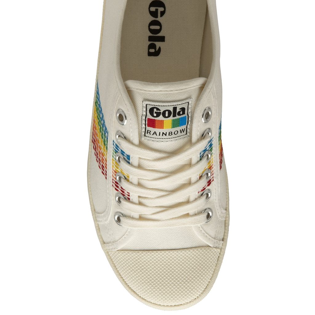 Gola Vegan Classics Coaster Rainbow Stitch Shoes Blancas Colombia | 120DZTLUH
